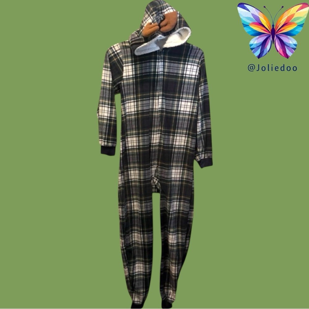 The Children's Place Green and White Plaid Onesie 10-12y